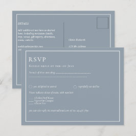 Budget Stof Blauw Monochroom Trouw RSVP Briefkaart