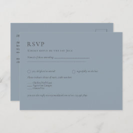 Budget Stof Blauw Monochroom Trouw RSVP Briefkaart