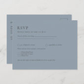 Budget Stof Blauw Monochroom Trouw RSVP Briefkaart (Voorkant / Achterkant)