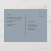 Budget Stof Blauw Monochroom Trouw RSVP Briefkaart (Achterkant)