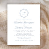 Budget Stof Blauw Monogram Krans Script Bruiloft