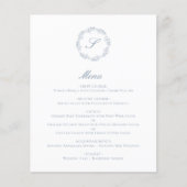 Budget Stof Blauw Monogram Krans Trouwmenu (Voorkant)