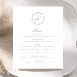 Budget Stof Blauw Monogram Krans Trouwmenu