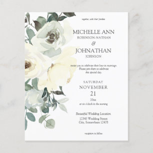 Budget Stof Blauw & Wit Bloemendessin 2 Trouwflyer Flyer