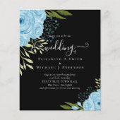 BUDGET  Stof blauwe bloemen limoen trouwfeest Flyer (Voorkant)