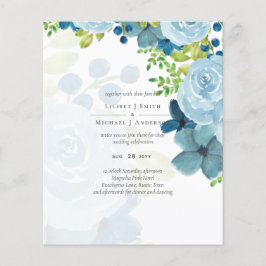 Budget Stof Blauwe Bloemen Salie Bruiloft Flyer