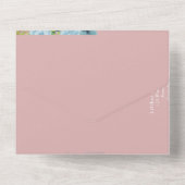 Budget Stof Blauwe Bloemen Salie Trouwdag All In One Uitnodiging (Achterkant)