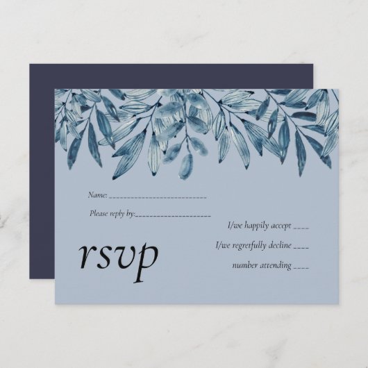 Budget STOF BLUWE Bloemen Bruiloft RSVP Uitnodiging Briefkaart (Voorkant / Achterkant)