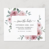 Budget Stof Rose Save the Date Roze Bloemen Flyer (Voorkant)