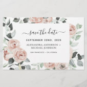 Budget Stof Roze Bloemige Save the Date Uitnodigin (Voorkant)