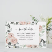 Budget Stof Roze Bloemige Save the Date Uitnodigin (Staand voorkant)