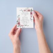 Budget Stof Roze Bloemige Trouw Uitnodiging Flyer (Hand)