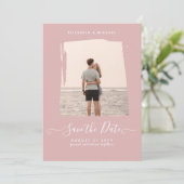 BUDGET Stof Roze FOTO Bewaar De Datum Monochroom Kaart (Staand voorkant)