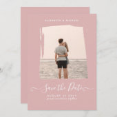 BUDGET Stof Roze FOTO Bewaar De Datum Monochroom Kaart (Voorkant / Achterkant)