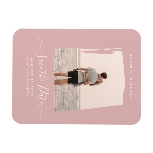 BUDGET Stof Roze FOTO Bewaar De Datum Monochroom Magneet (Horizontaal)