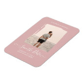 BUDGET Stof Roze FOTO Bewaar De Datum Monochroom Magneet (Linkerzijde)