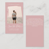 BUDGET Stof Roze FOTO Bewaar De Datum Monochroom Notitiekaartje (Voorkant / Achterkant)