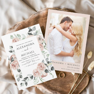 Budget Stof Roze Foto Bloemige Eucalyptus Trouwen Flyer