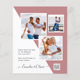 BUDGET Stof ROZE Foto Huwelijk Save Date QR Code Flyer