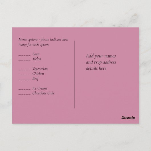 BUDGET Stof Roze Goud Bruiloft Briefkaart (Achterkant)