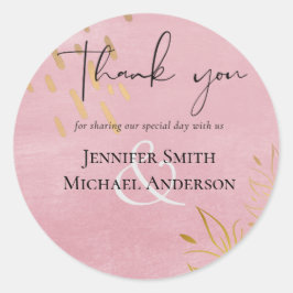 BUDGET Stof Roze Gouden Bruiloft Ronde Sticker