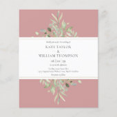 Budget Stof Roze Groene Tuintjes Huwelijksuitnodig (Voorkant)