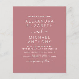 Budget Stof Roze Huwelijk met Foto Uitnodiging Flyer