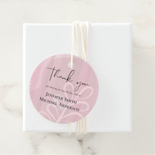 Budget Stof Roze Modern Abstract Trouwen Bedankjes Labels (In situ)