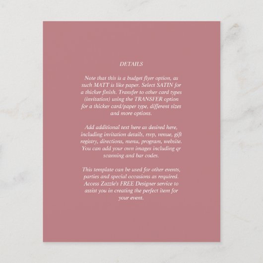 BUDGET Stof Roze MONOCHROME Trouwen Flyer (Achterkant)