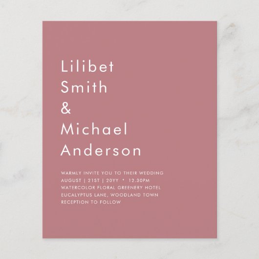 BUDGET Stof Roze MONOCHROOM Huwelijk Flyer (Voorkant)