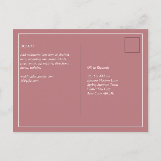 BUDGET Stof Roze Monochroom RSVP Eenvoudig Effen Briefkaart (Achterkant)