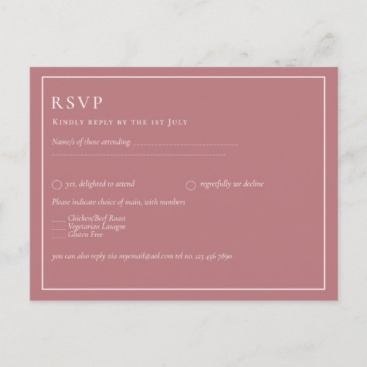 BUDGET Stof Roze Monochroom RSVP Eenvoudig Effen Briefkaart (Voorkant)