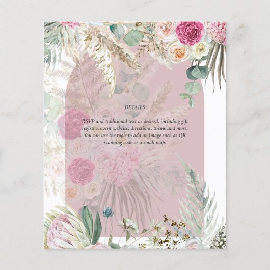 BUDGET Stof Roze Pampasgras Bruiloft Flyer (Achterkant)