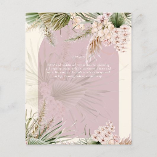 BUDGET Stof Roze Perzik Pampas Gras Bruiloft Flyer (Achterkant)