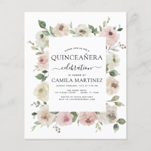 Budget Stof Roze Quinceañera Bloemige Groenelement Flyer