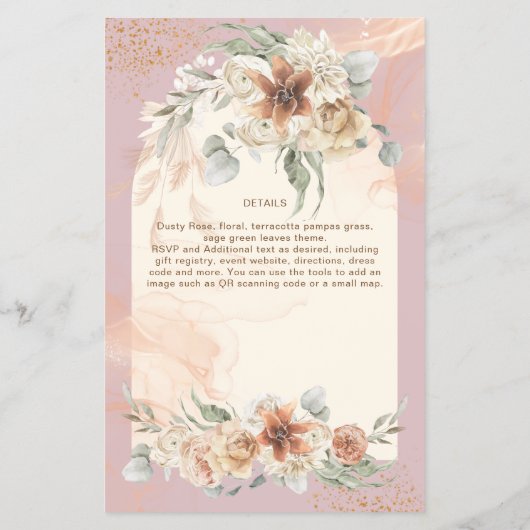 BUDGET Stof Roze Terracotta Pampasgras Bruiloft Flyer (Achterkant)