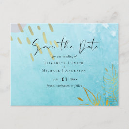 BUDGET Stof Teal Goud Abstract Trouwfeest Briefkaart