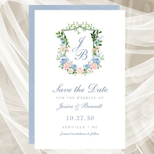Budget Stofblauw Bloemenkroon Save the Date