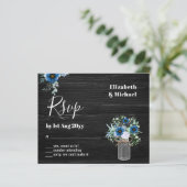 BUDGET Stofblauw Bloemmotief RSVP Monochroom (Staand voorkant)