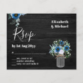 BUDGET Stofblauw Bloemmotief RSVP Monochroom (Voorkant)
