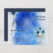 BUDGET Stofblauw Bloemmotief RSVP Monochroom (Voorkant / Achterkant)
