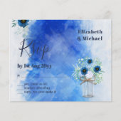 BUDGET Stofblauw Bloemmotief RSVP Monochroom (Voorkant)