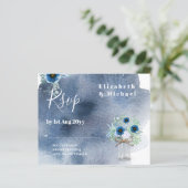 BUDGET Stofblauw Bloemmotief RSVP Monochroom (Staand voorkant)