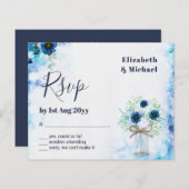 BUDGET Stofblauw Bloemmotief RSVP Monochroom (Voorkant / Achterkant)