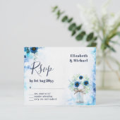 BUDGET Stofblauw Bloemmotief RSVP Monochroom (Staand voorkant)