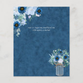 BUDGET Stofblauw Gouden Bloemen Bruiloft Uitnodigi (Achterkant)