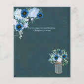 BUDGET Stofblauw gouden bloemen bruiloft uitnodigi (Achterkant)