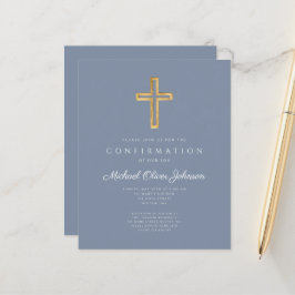 Budget Stofblauw Kruis Bevestigingsuitnodiging