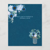 BUDGET Stofblauwe gouden bloemige trouw uitnodigin (Achterkant)