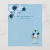 BUDGET Stofblauwe gouden bloemige trouw uitnodigin (Achterkant)